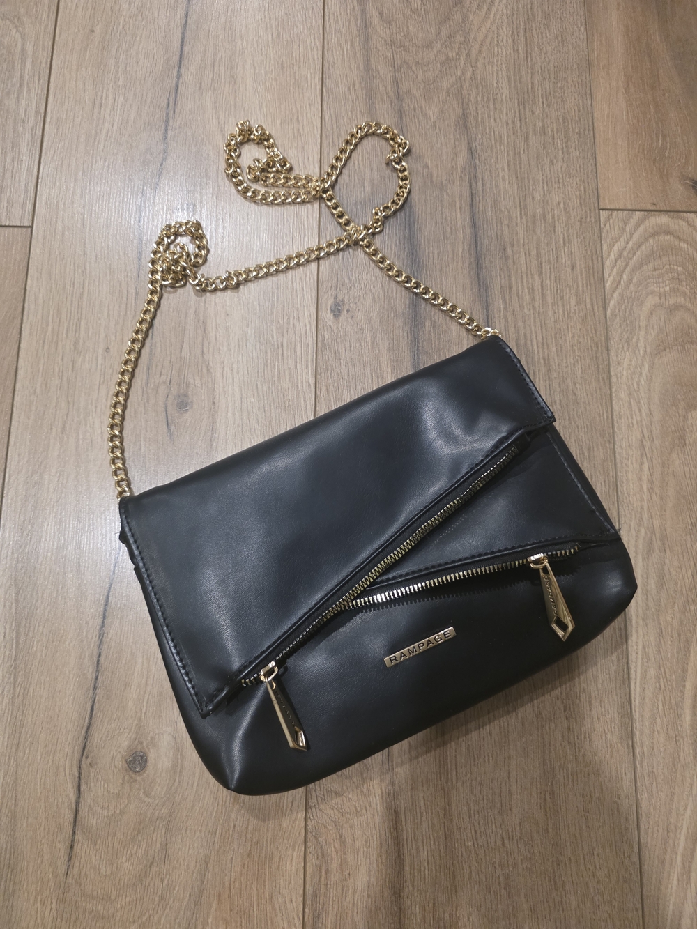 Rampage Black Crossbody Bag with Gold Chain